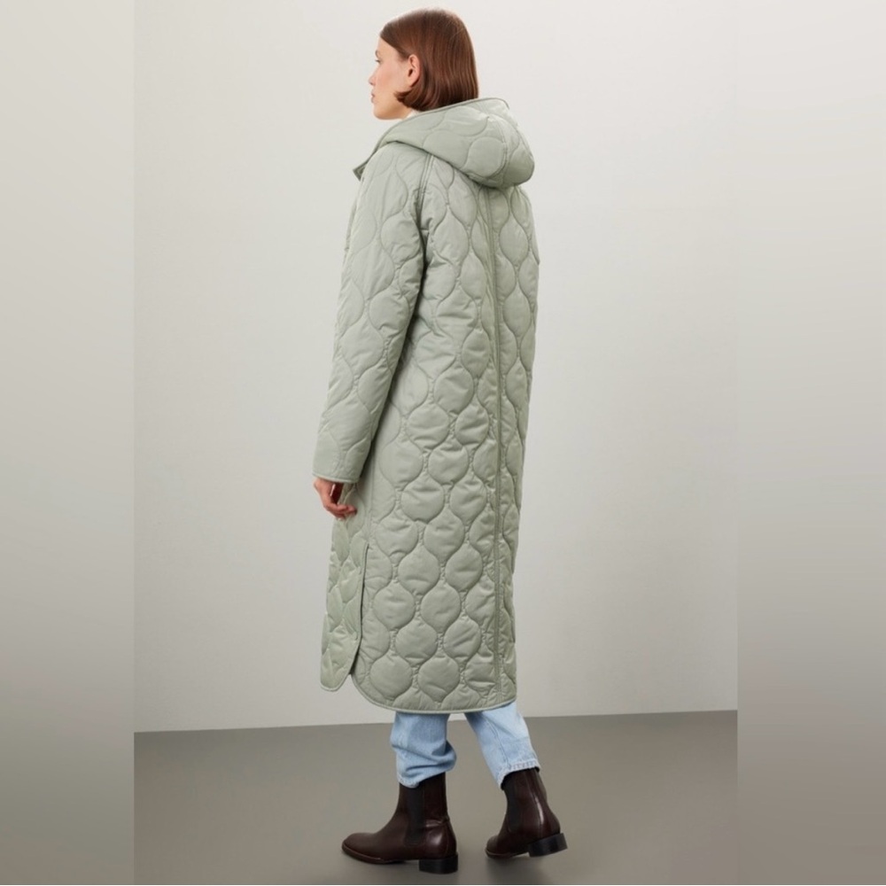 Women's Quilted Long Coat - Green